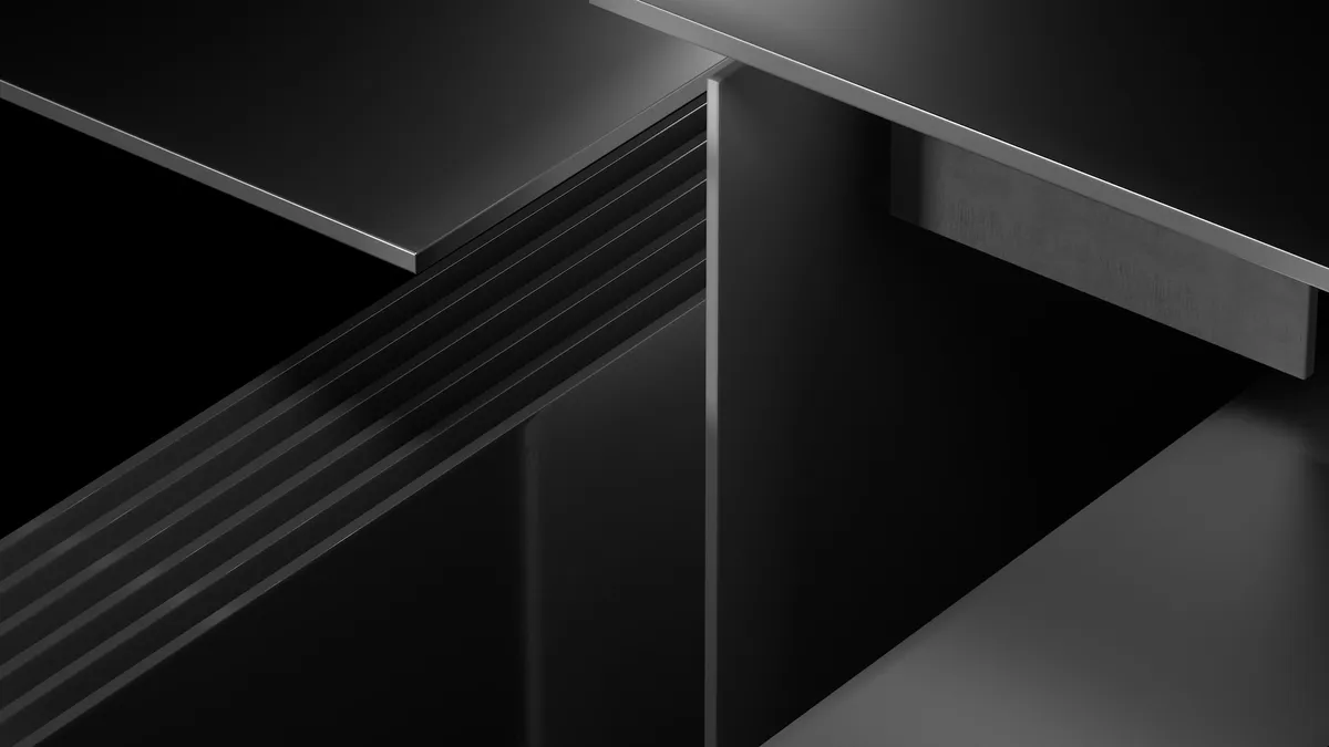 Dark 3d render of a geometric abstract