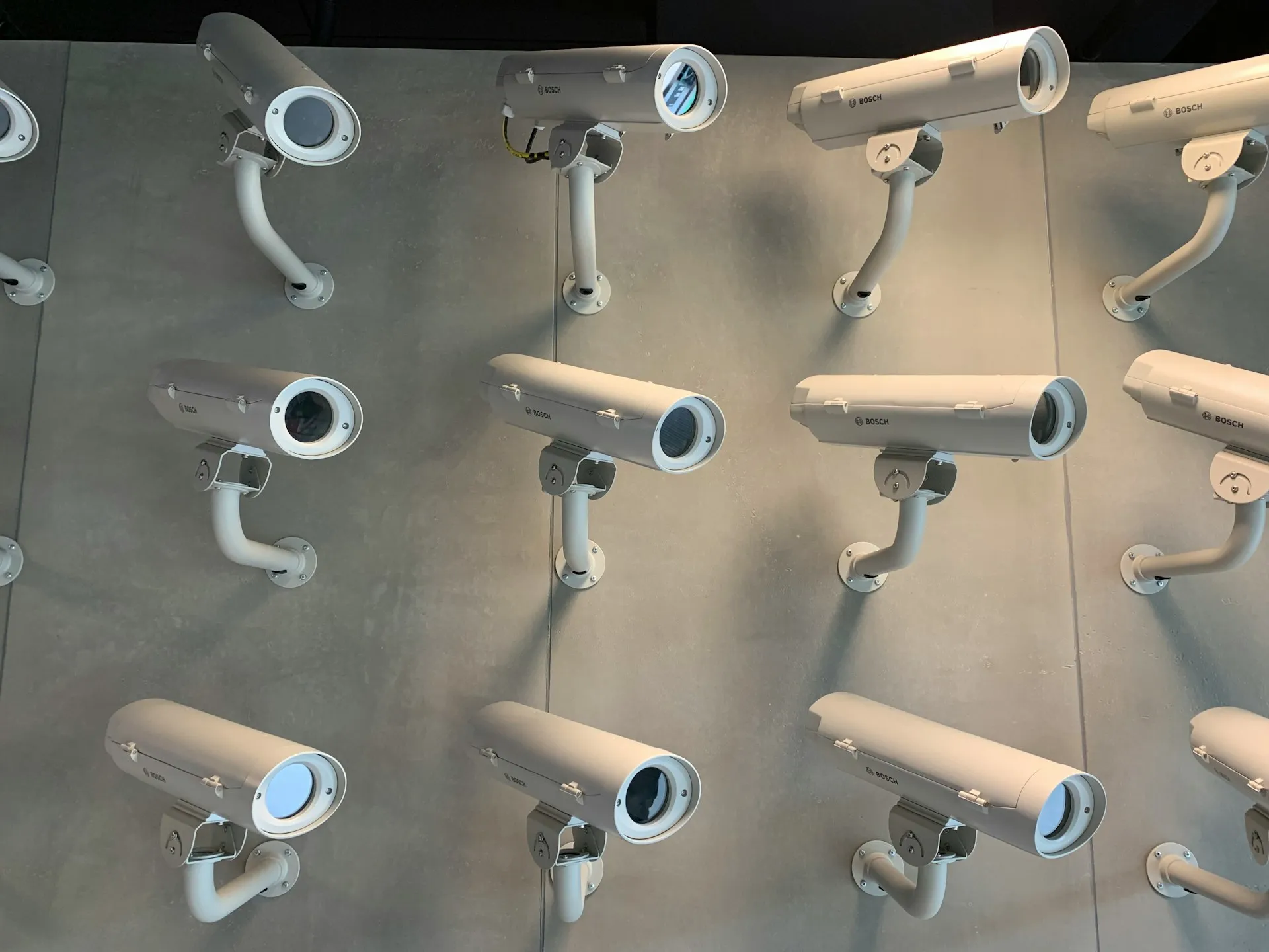 A Wall of surveillance cameras