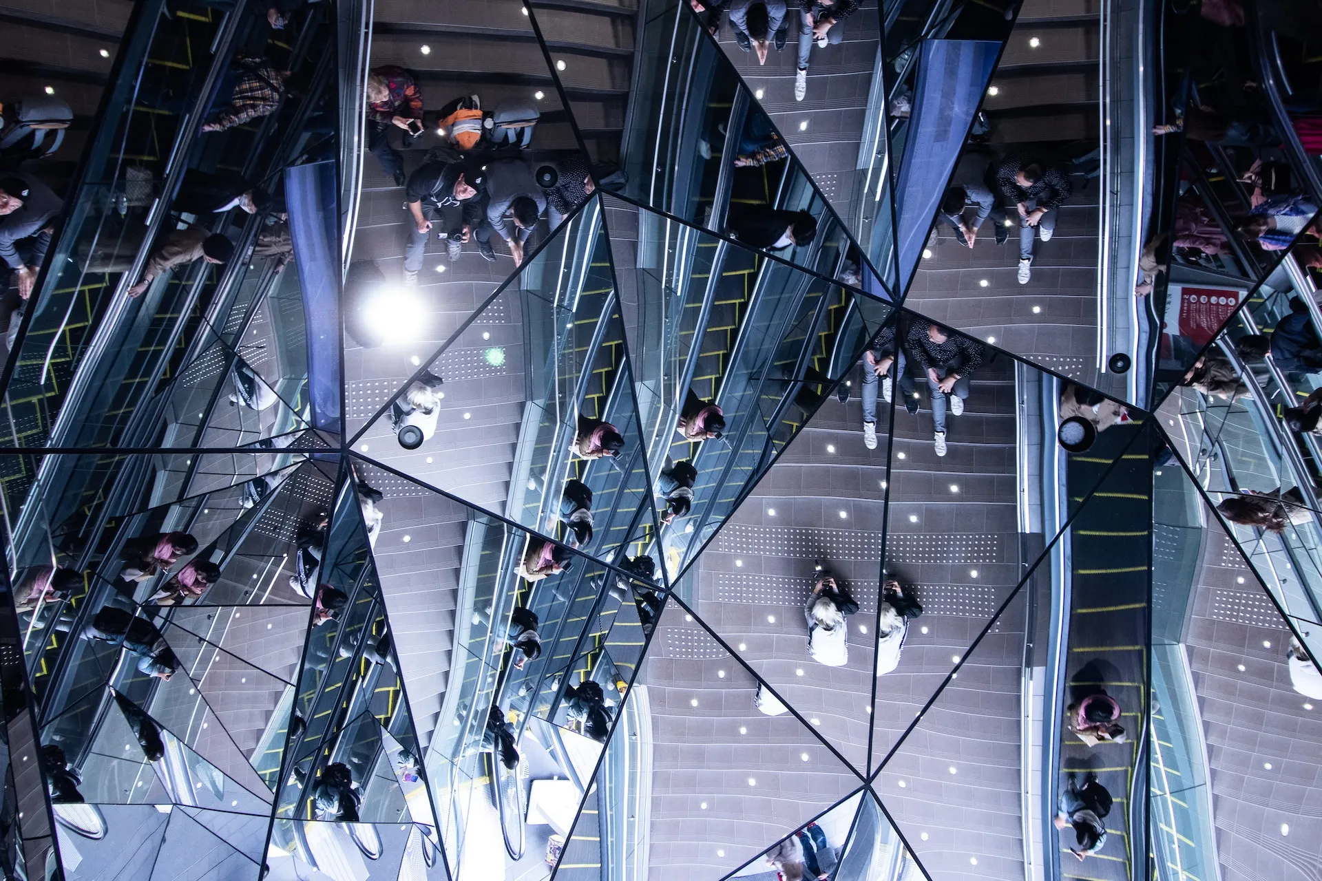 Fractured image of a busy mall