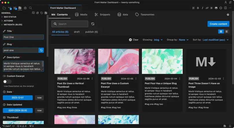 Screenshot of Front Matter CMS