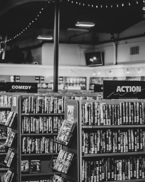 Photo inside a video rental shop